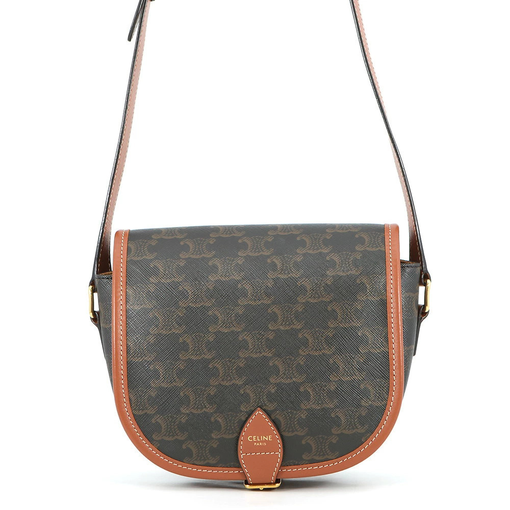 Celine Triomphe Folco Leather Shoulder Bag